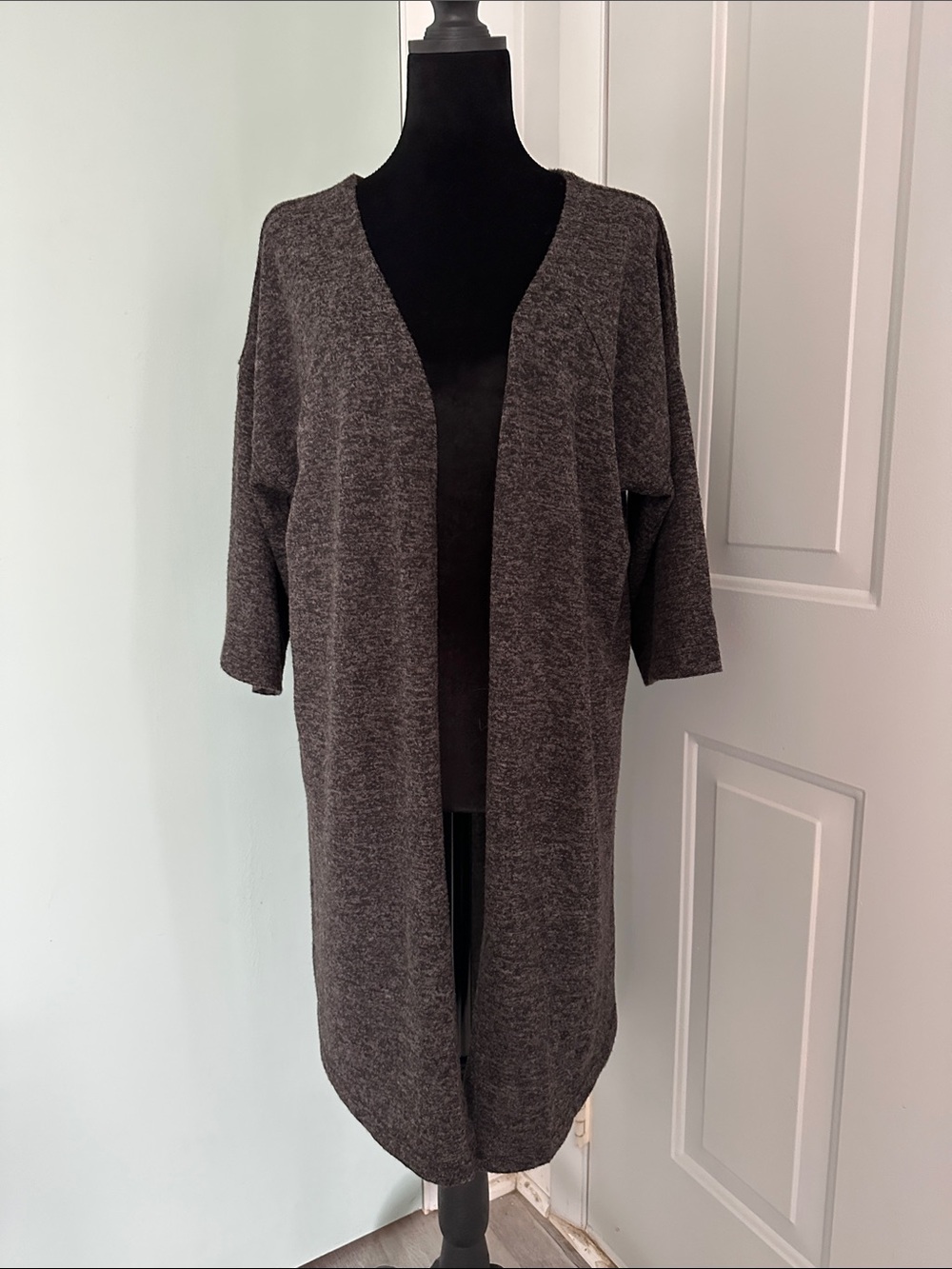 Demdaco Long Open-Front Cardigan Sweater - Charcoal Gray